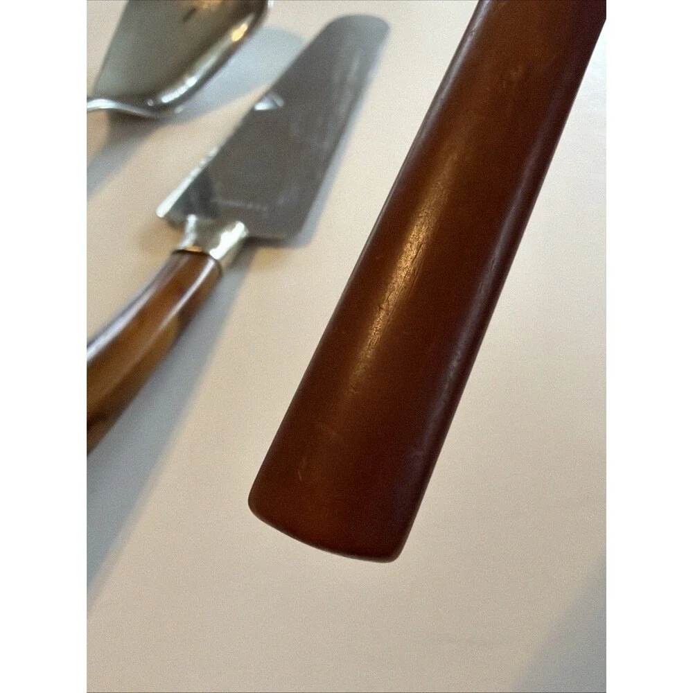 Vintage Caramel Bakelite Utensils Pie Server Ice Cream Scoop and Fork Marbling